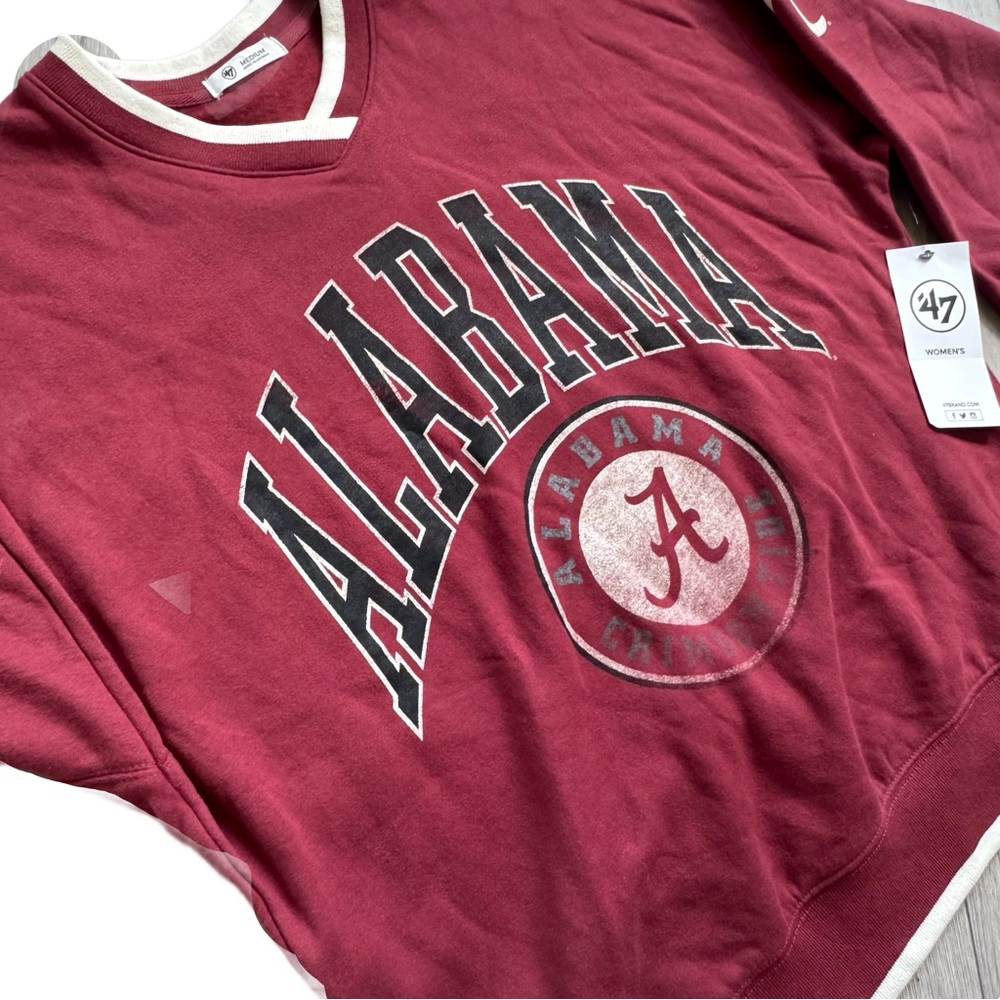 Alabama Football Crimson Crew Neck Ladies Football Sweater - Picture 4 of 4